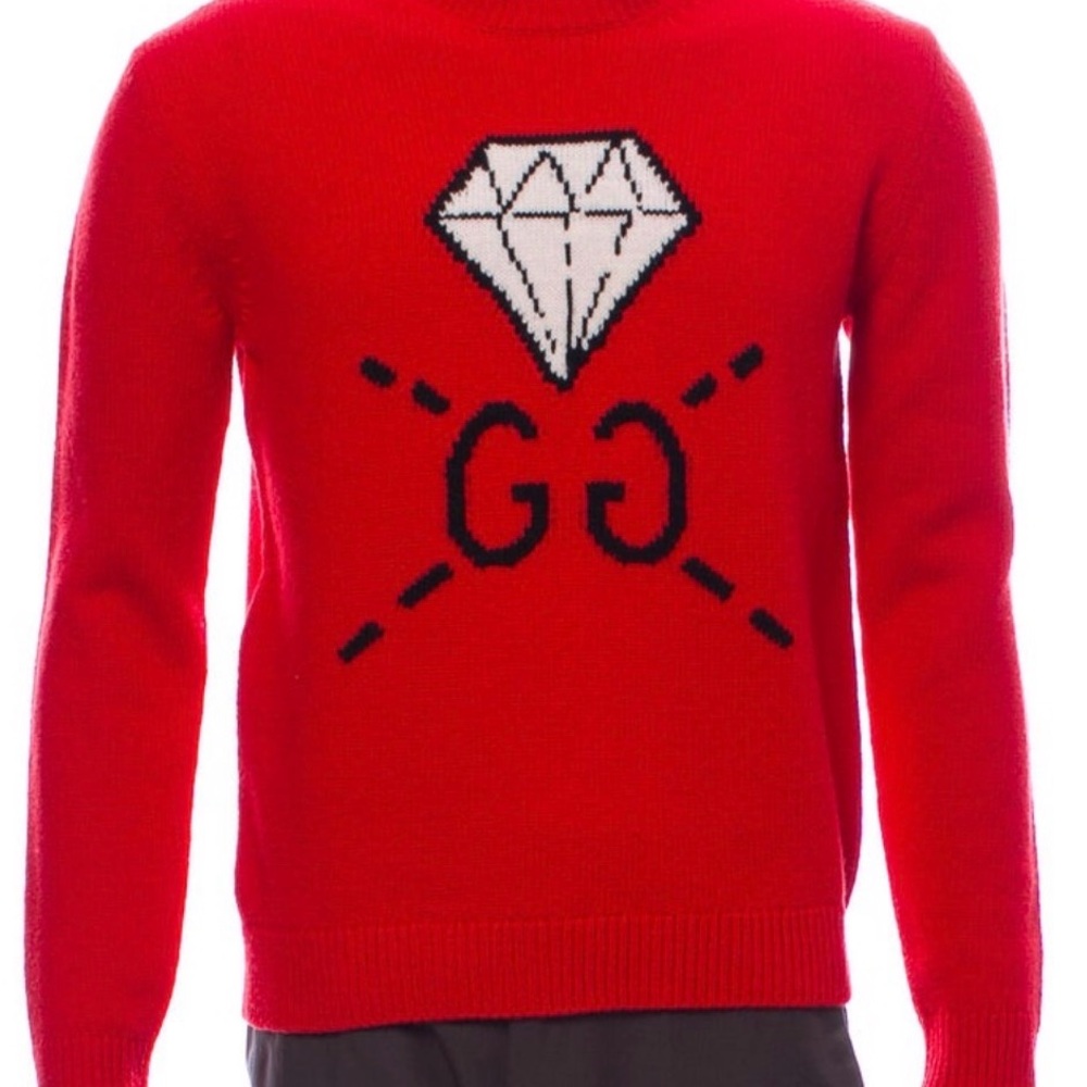 Men’s Gucci Red Crewneck Sweater with Graphic Design